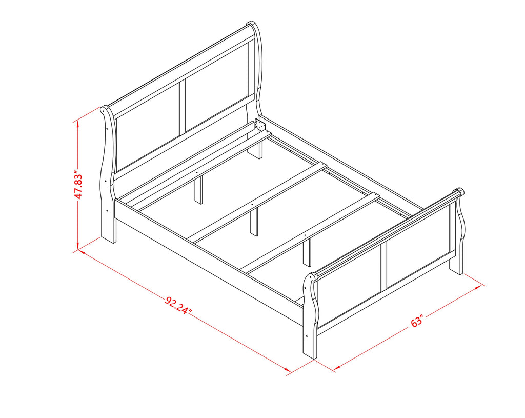 LP03-Q00000 Louis Philippe Queen Size bed in Walnut Finish