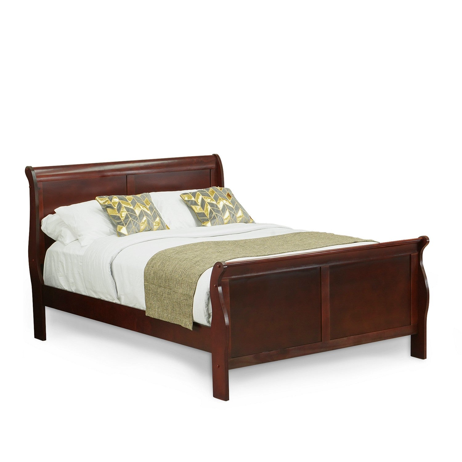 LP03-QDMC00 Juego de dormitorio Louis Philippe de 4 piezas tamaño queen en acabado nogal con cama queen