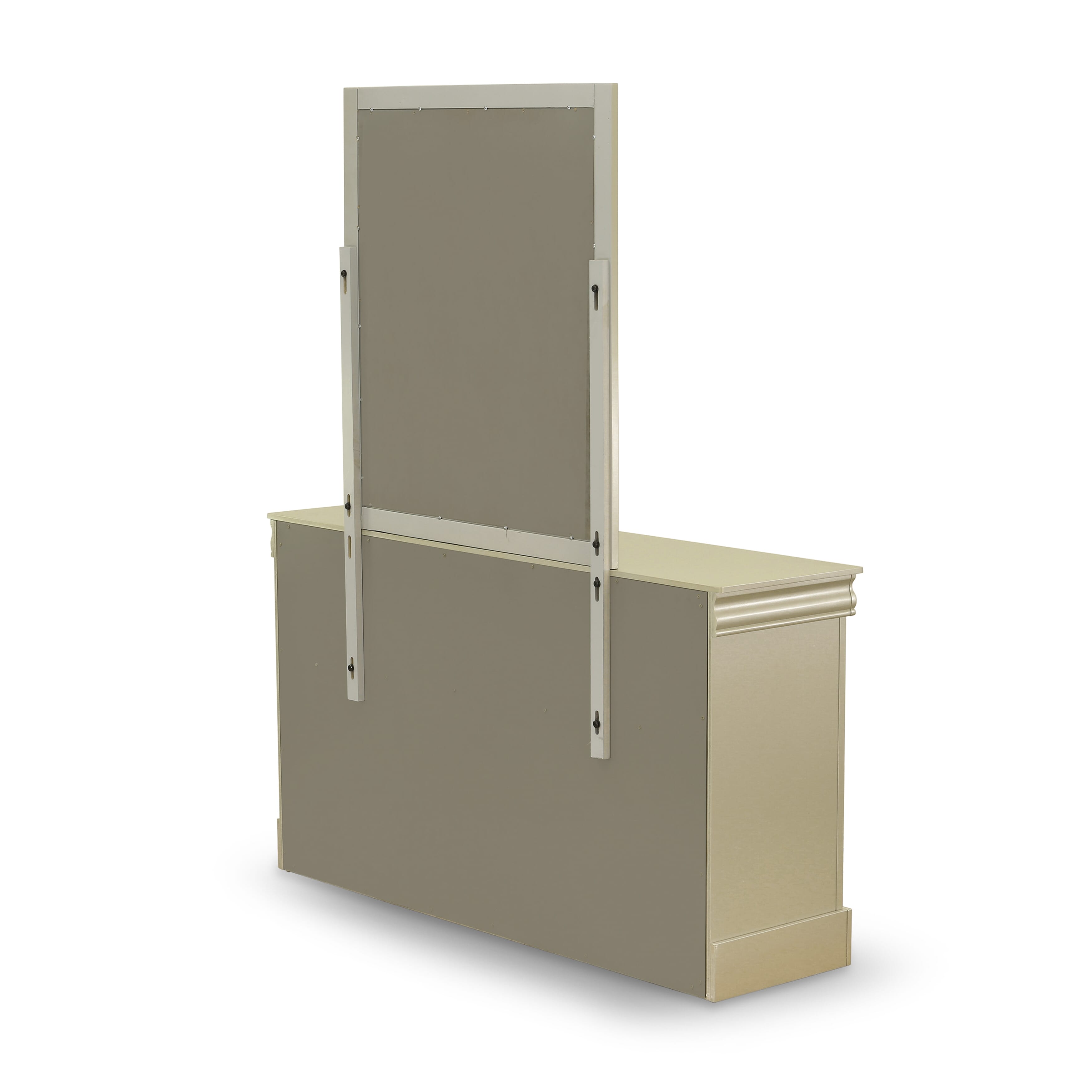 East West Furniture Louis Philippe Dresser and Mirror in Phillip Walnut Finish