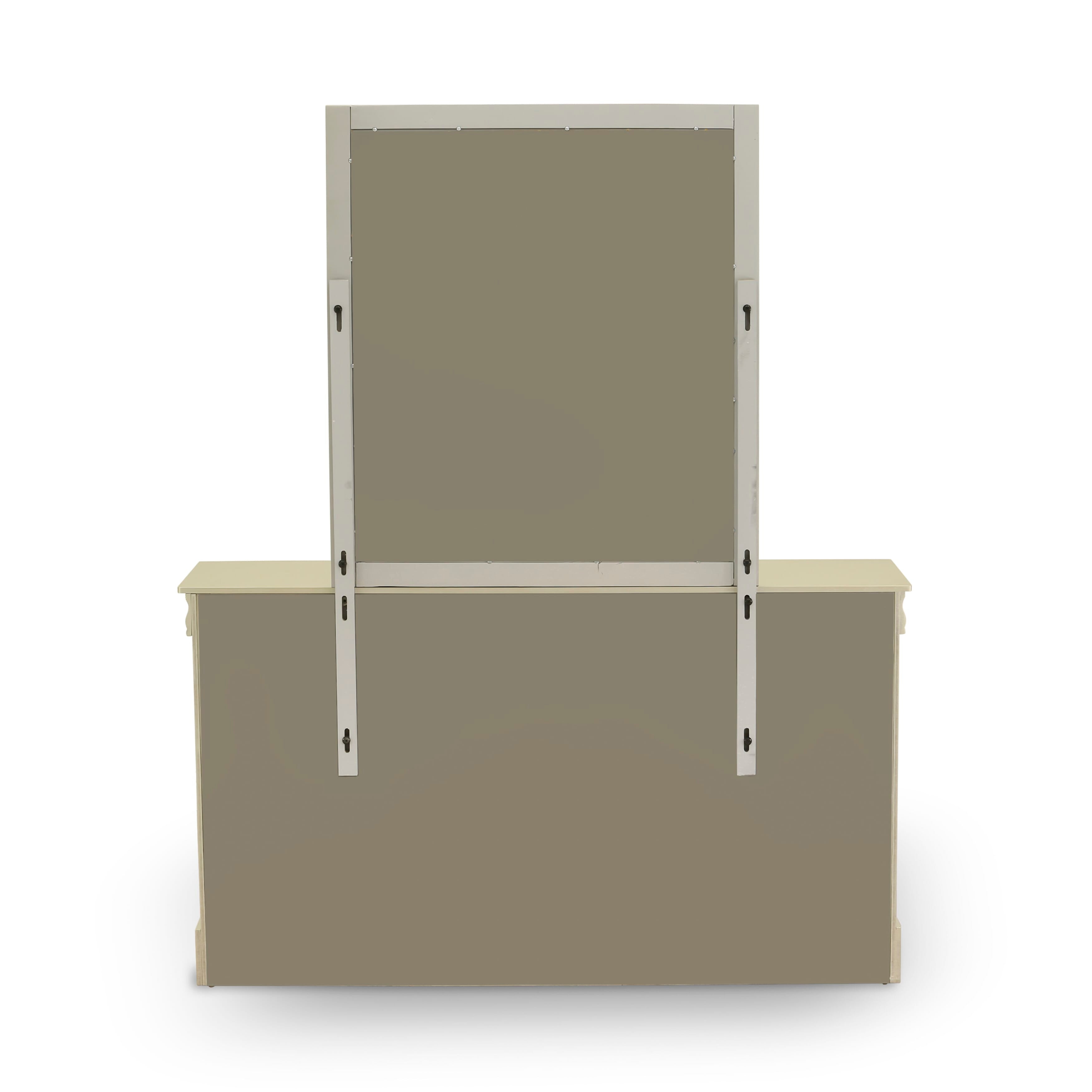 East West Furniture Louis Philippe Dresser and Mirror in Phillip Walnut Finish