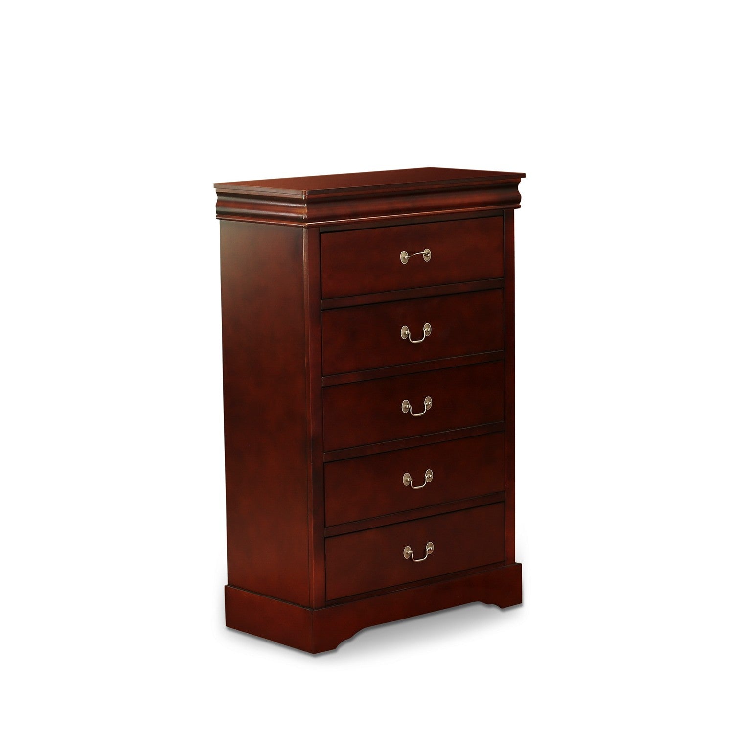 Juego de dormitorio Louis Philippe de 4 piezas tamaño Queen de East West Furniture en acabado Phillip Walnut con cama Queen