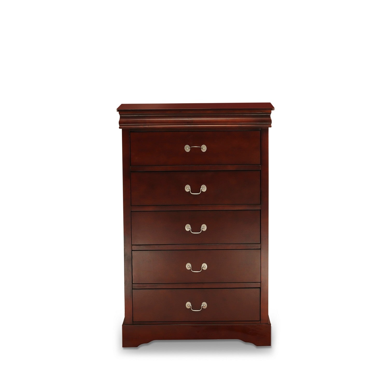Juego de dormitorio Louis Philippe de 4 piezas tamaño Queen de East West Furniture en acabado Phillip Walnut con cama Queen