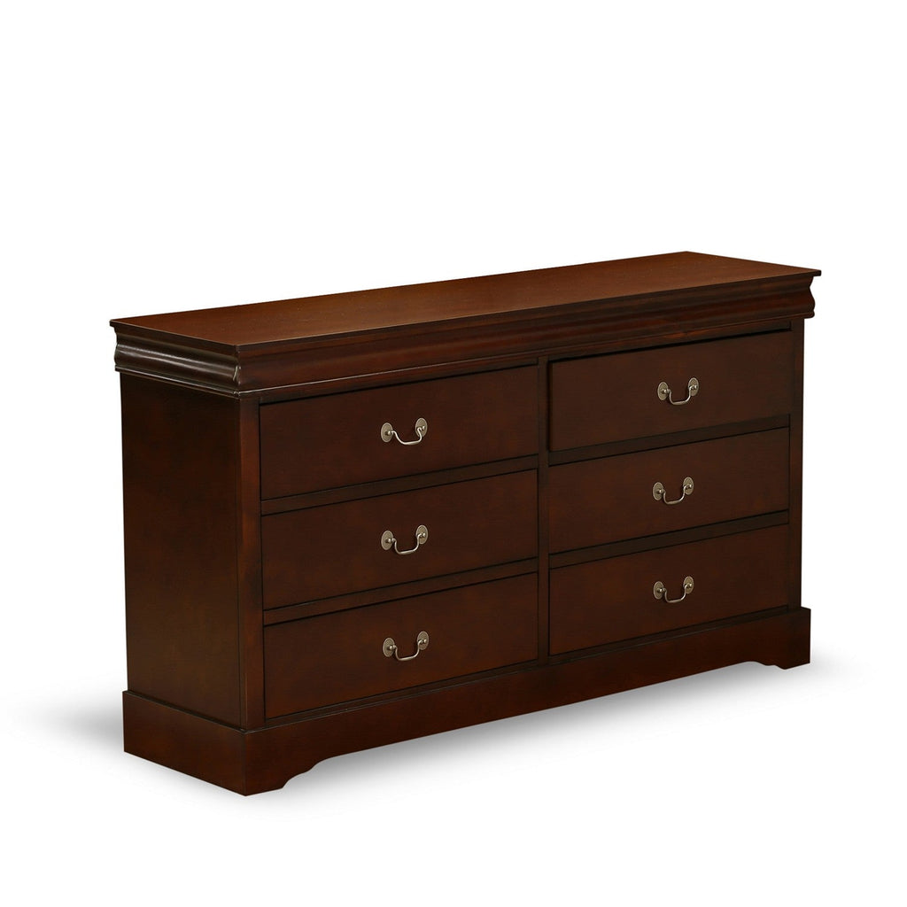 LP03-Q1NDM0 Louis Philippe 4 Piece Queen Size Bedroom Set in Walnut Finish with Queen Bed, Nightstand, Dresser & Mirror