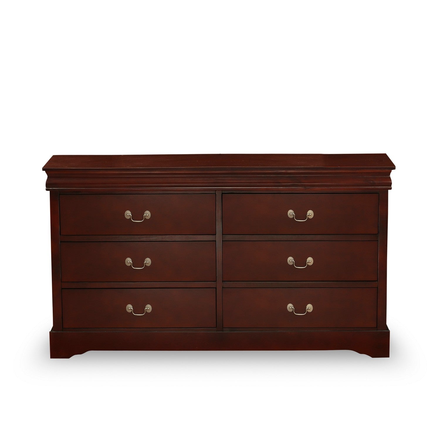 East West Furniture Louis Philippe 3 Piece Queen Size Bedroom Set in Phillip Walnut Finish with Queen Bed, ,Dresser, Mirror,