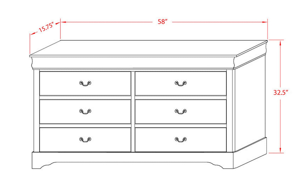 LP04-QDM000 Louis Philippe 3 Piece Queen Size Bedroom Set in Metallic Gold Finish with Queen Bed