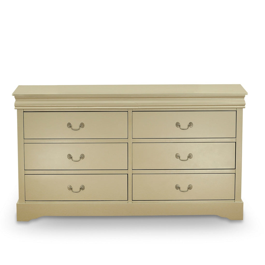 LP04-QDM000 Louis Philippe 3 Piece Queen Size Bedroom Set in Metallic Gold Finish with Queen Bed