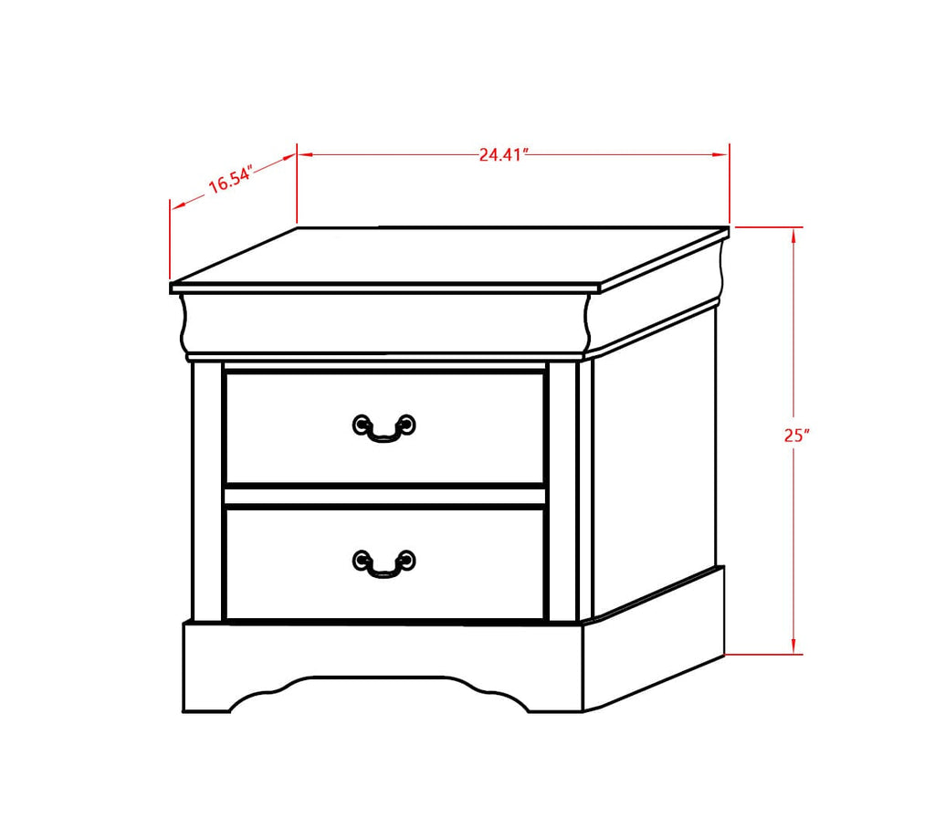 LP03-Q2N000 Louis Philippe 3 Piece Queen Size Bedroom Set in Walnut Finish with Queen Bed and 2 Nightstands