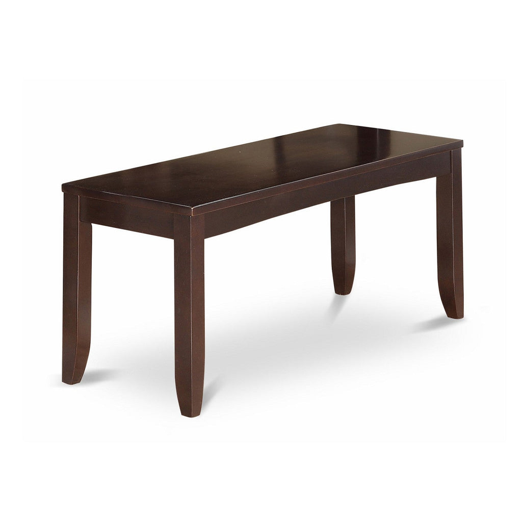 East West Furniture LYCA6-CAP-W 6 Piece Modern Dining Table Set Contains a Rectangle Wooden Table with Butterfly Leaf and 4 Dining Chairs with a Bench