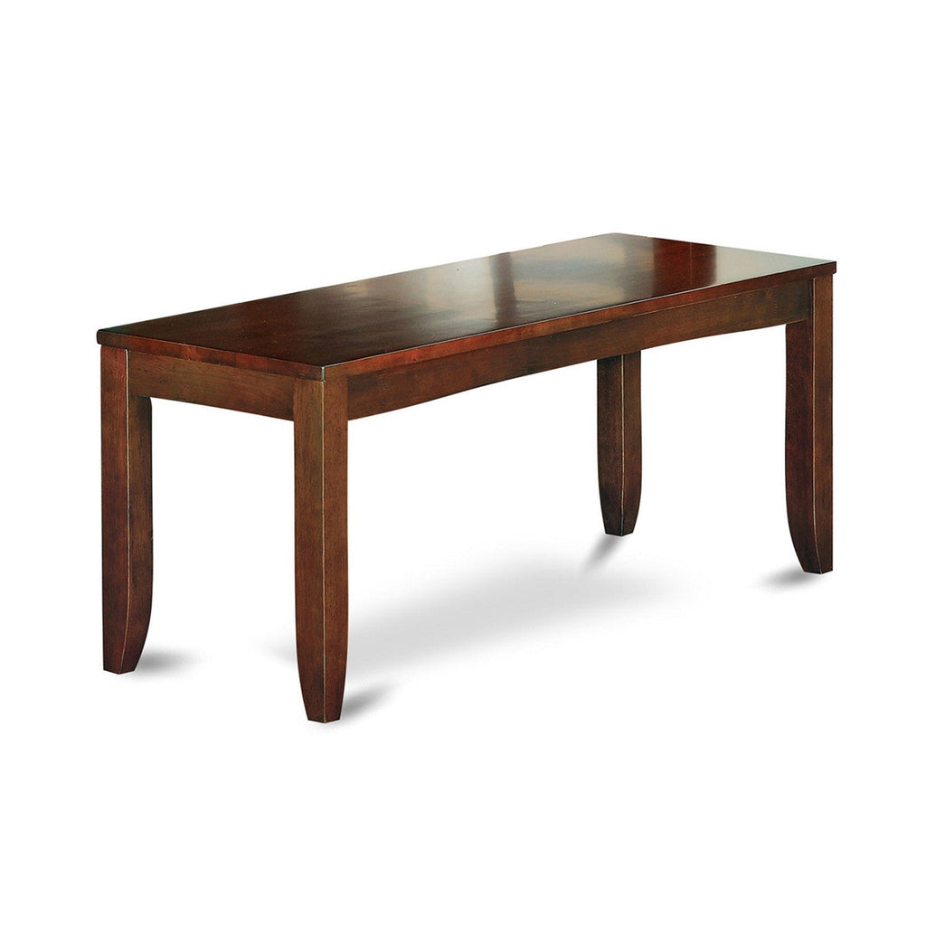 East West Furniture LYB-ESP-W Lynfield Dining Room Bench with Solid Wood Seat, 52x15x18 Inch, Espresso