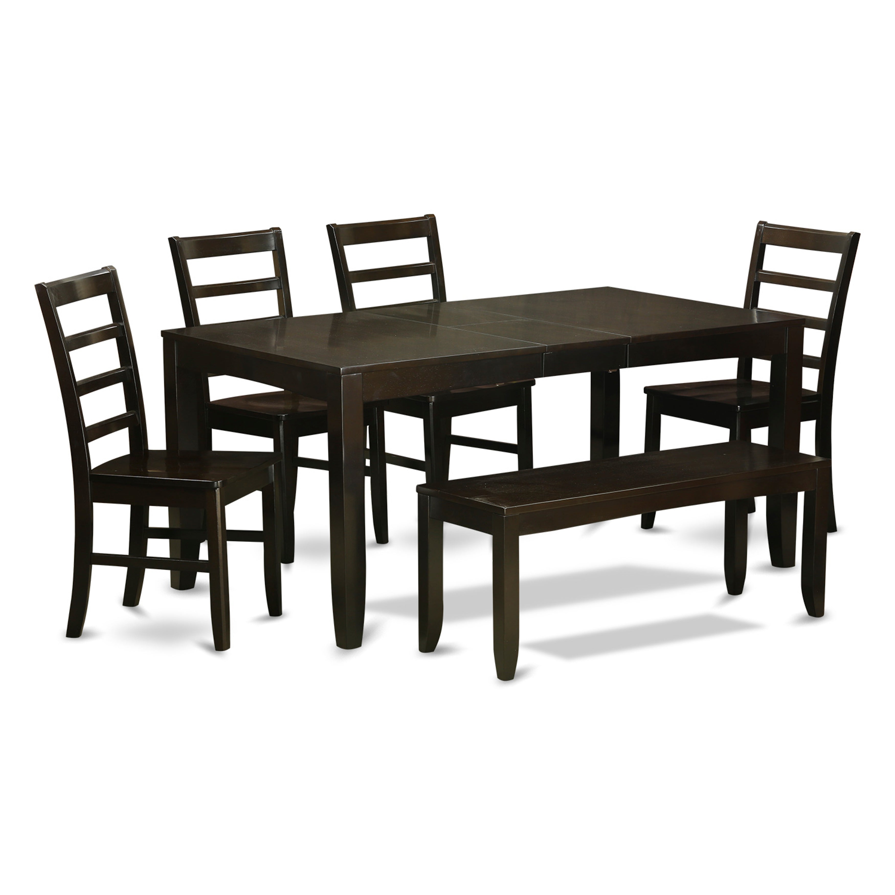 LYPF6-CAP-W 6 Pc Dining room set with bench-Table with Leaf and 4 Dining Chairs plus Bench