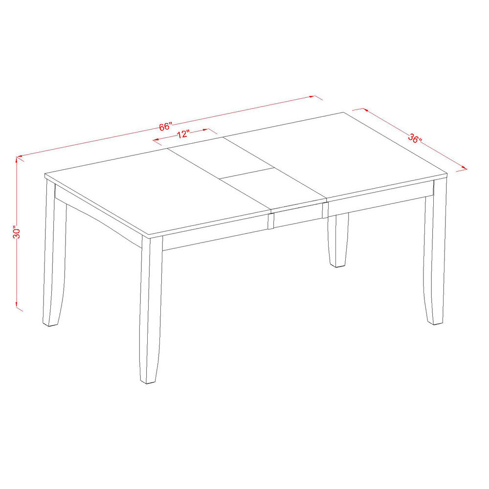 East West Furniture LYBO5-CAP-W 5 Piece Dining Table Set for 4 Includes a Rectangle Kitchen Table with Butterfly Leaf and 4 Dinette Chairs, 36x66 Inch, Cappuccino