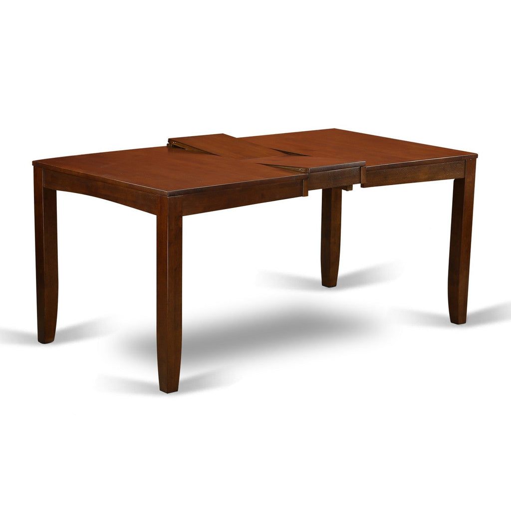Juego de mesa de cocina de 7 piezas East West Furniture LYVA7-ESP-C compuesto por una mesa de comedor rectangular con hojas de mariposa y 6 sillas de comedor de tela de lino.