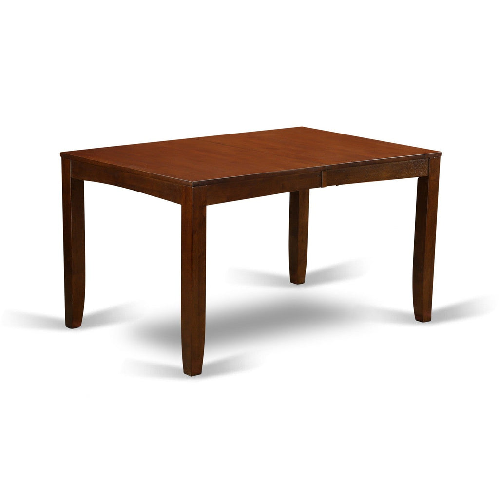 Juego de mesa de cocina de 7 piezas East West Furniture LYVA7-ESP-C compuesto por una mesa de comedor rectangular con hojas de mariposa y 6 sillas de comedor de tela de lino.
