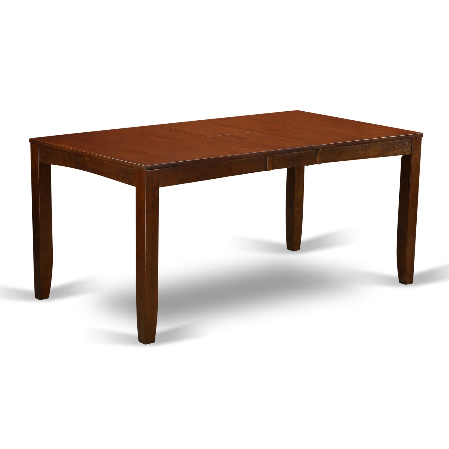 El juego de mesa de cocina de 6 piezas LYVA6-ESP-W de East West Furniture contiene una mesa de comedor rectangular con hojas de mariposa y 4 sillas de comedor con un banco.