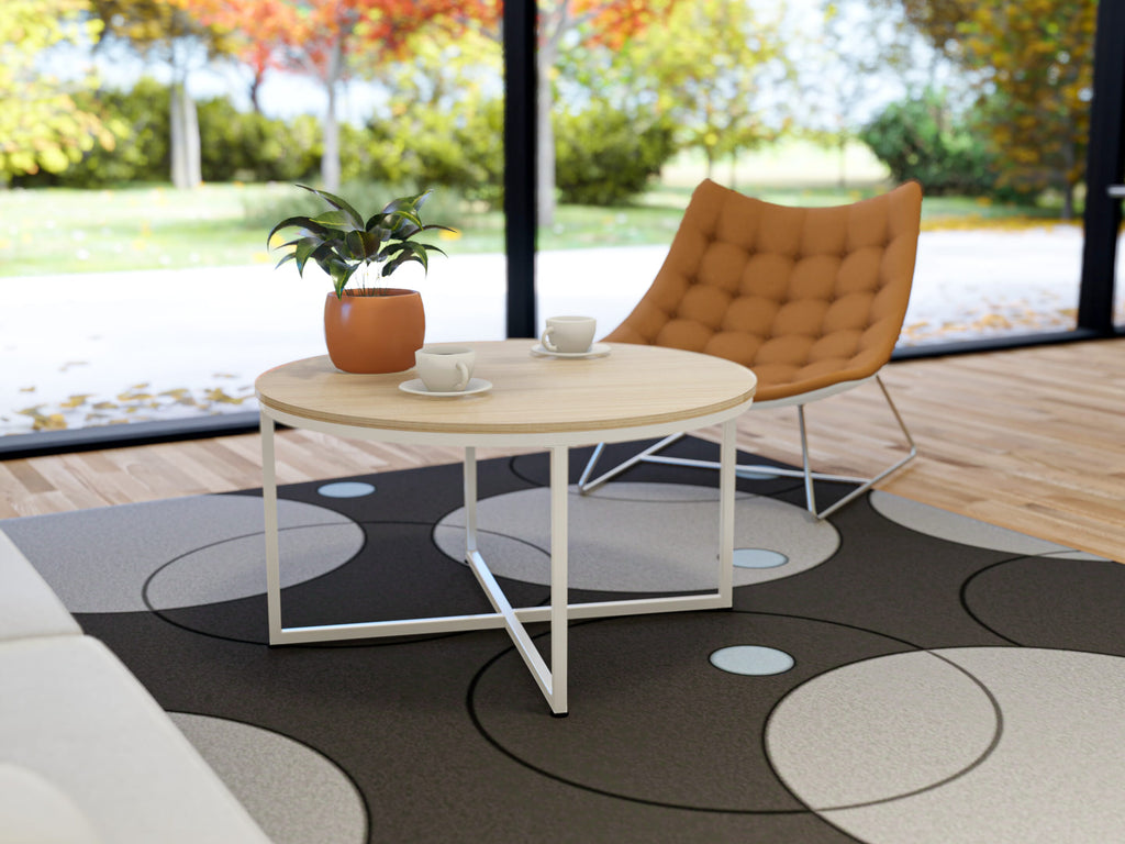 East West Furniture MDCTW02 Madison Coffee Table - Round Modern Center Table for Living Room