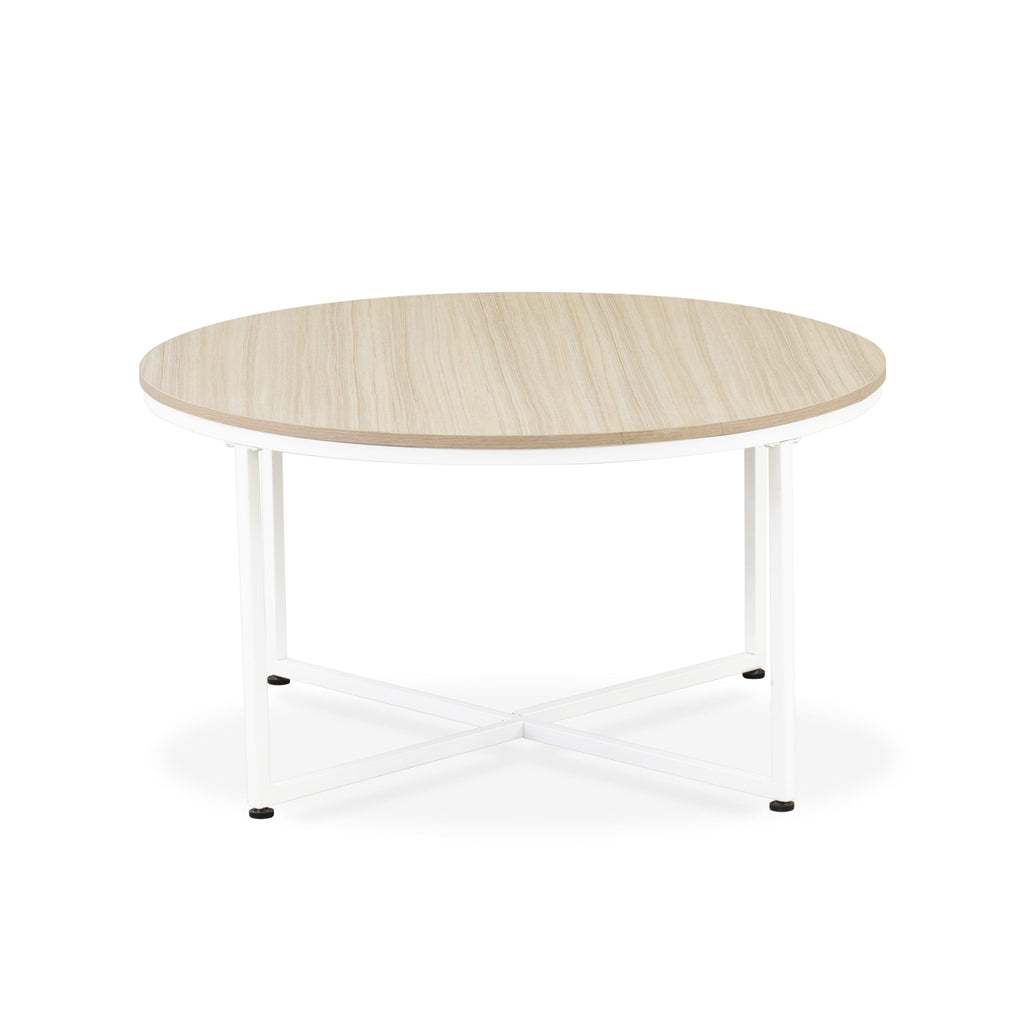 East West Furniture MDCTW02 Madison Coffee Table - Round Modern Center Table for Living Room