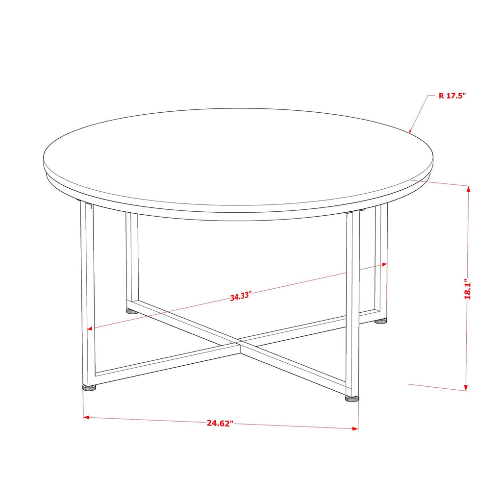 East West Furniture MDCTW02 Madison Coffee Table - Round Modern Center Table for Living Room