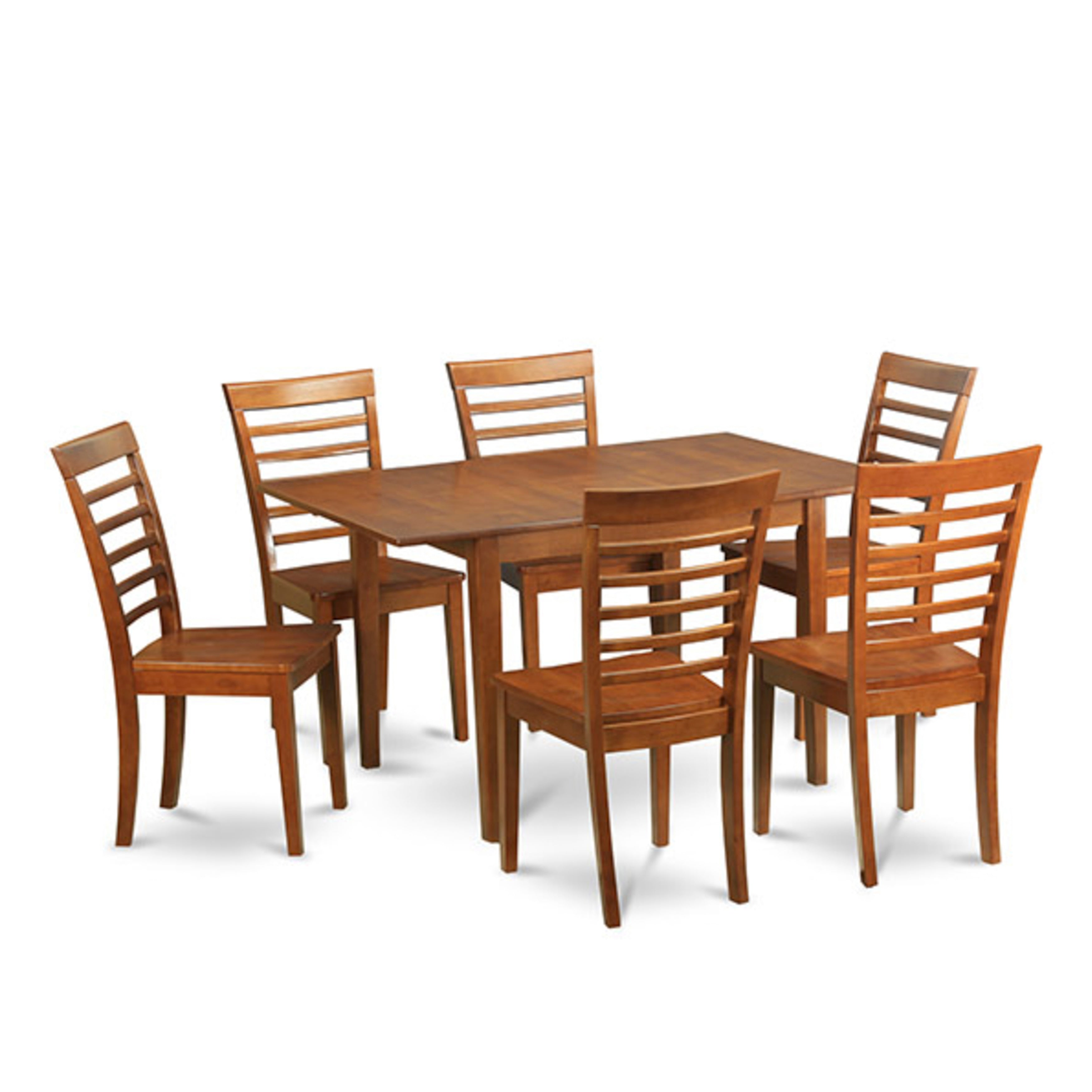 MILA7-SBR-W 7 Pc dinette set-small Dining Tables with 6 Dining Chairs