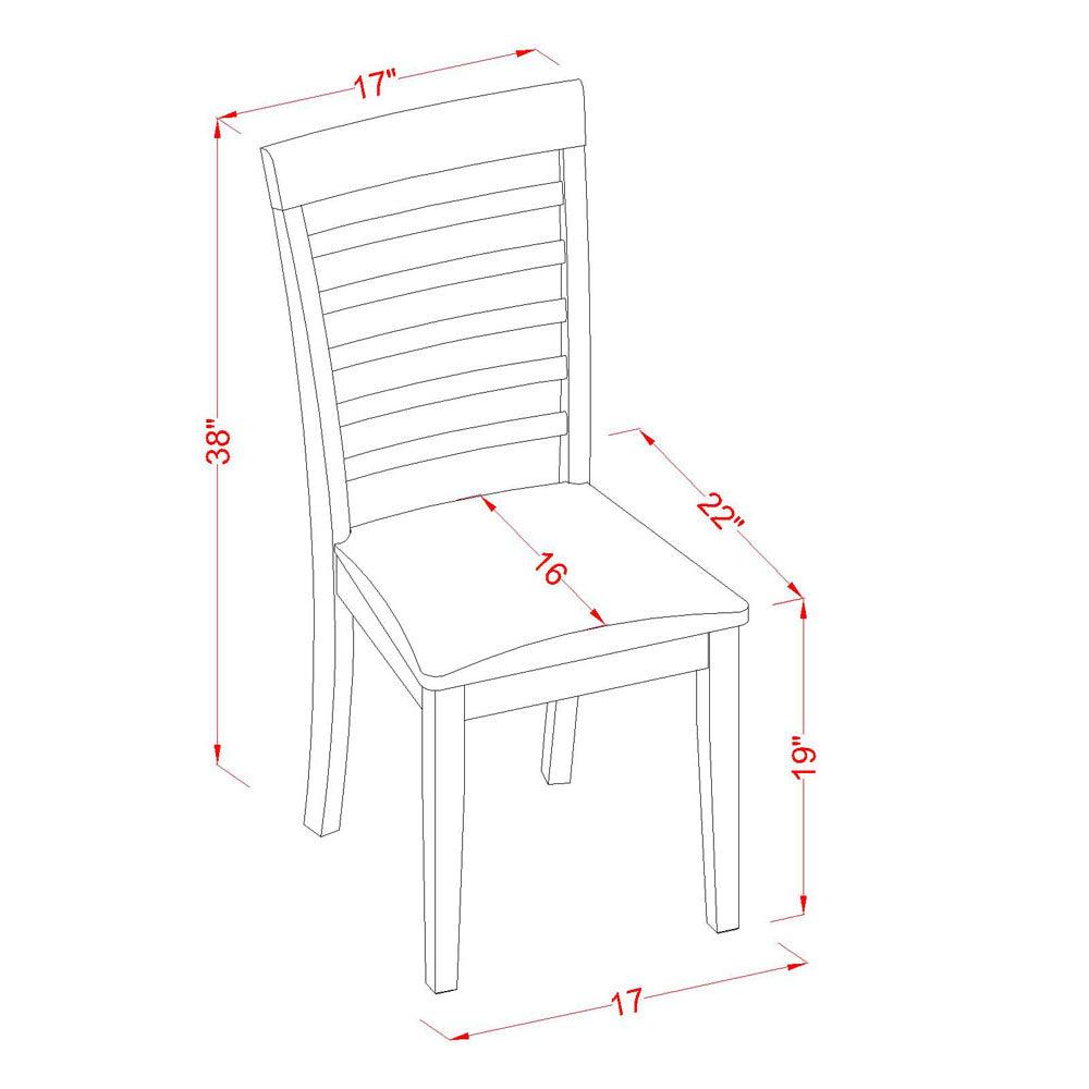 MLC-MAH-C Milan Kitchen Chair with Linen Upholstery Seat - Mahogany Finish - Set of 2