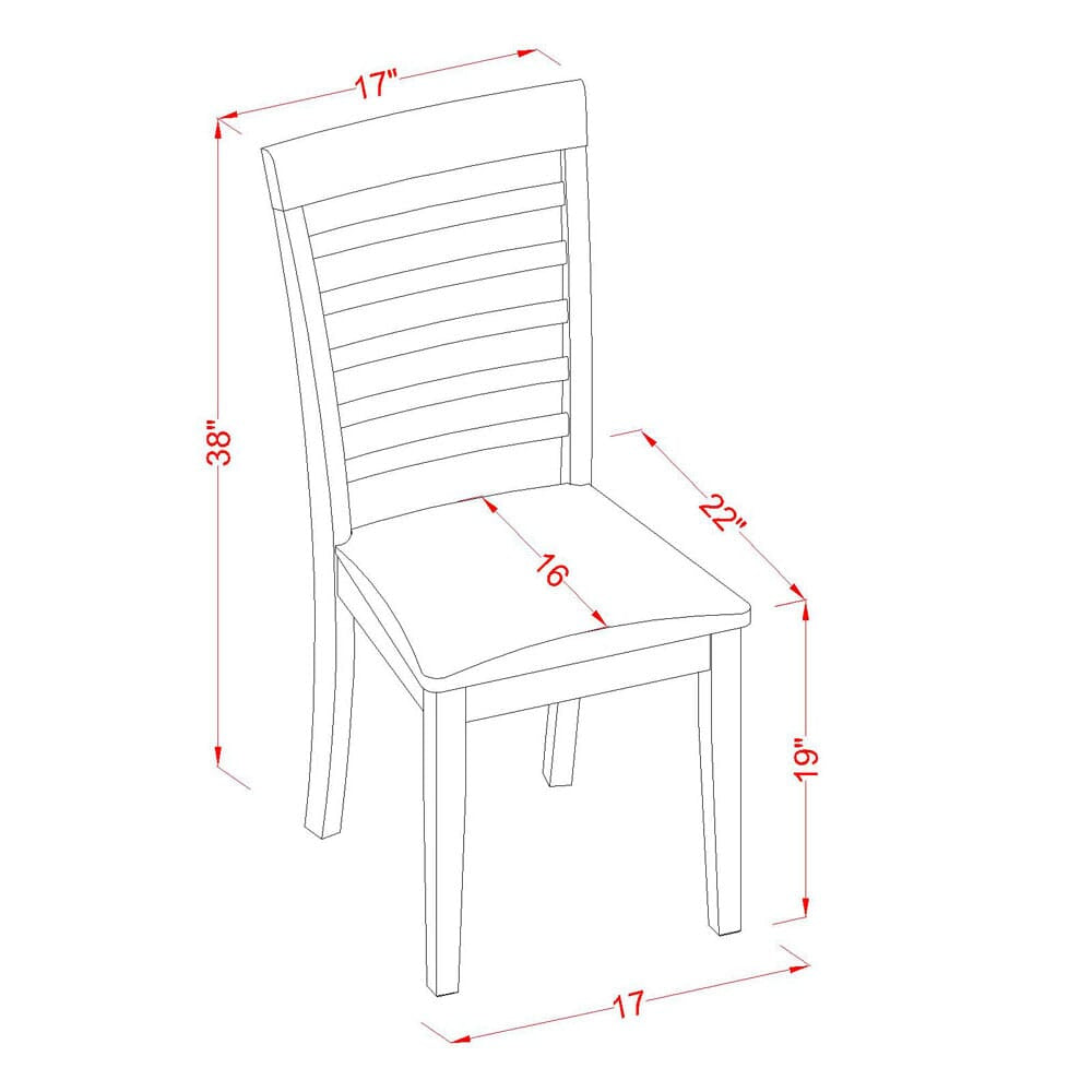 Juego de comedor de 3 piezas East West Furniture MZML3-MAH-LC. Incluye una mesa de comedor rectangular con alas abatibles y dos sillas tapizadas en piel sintética.