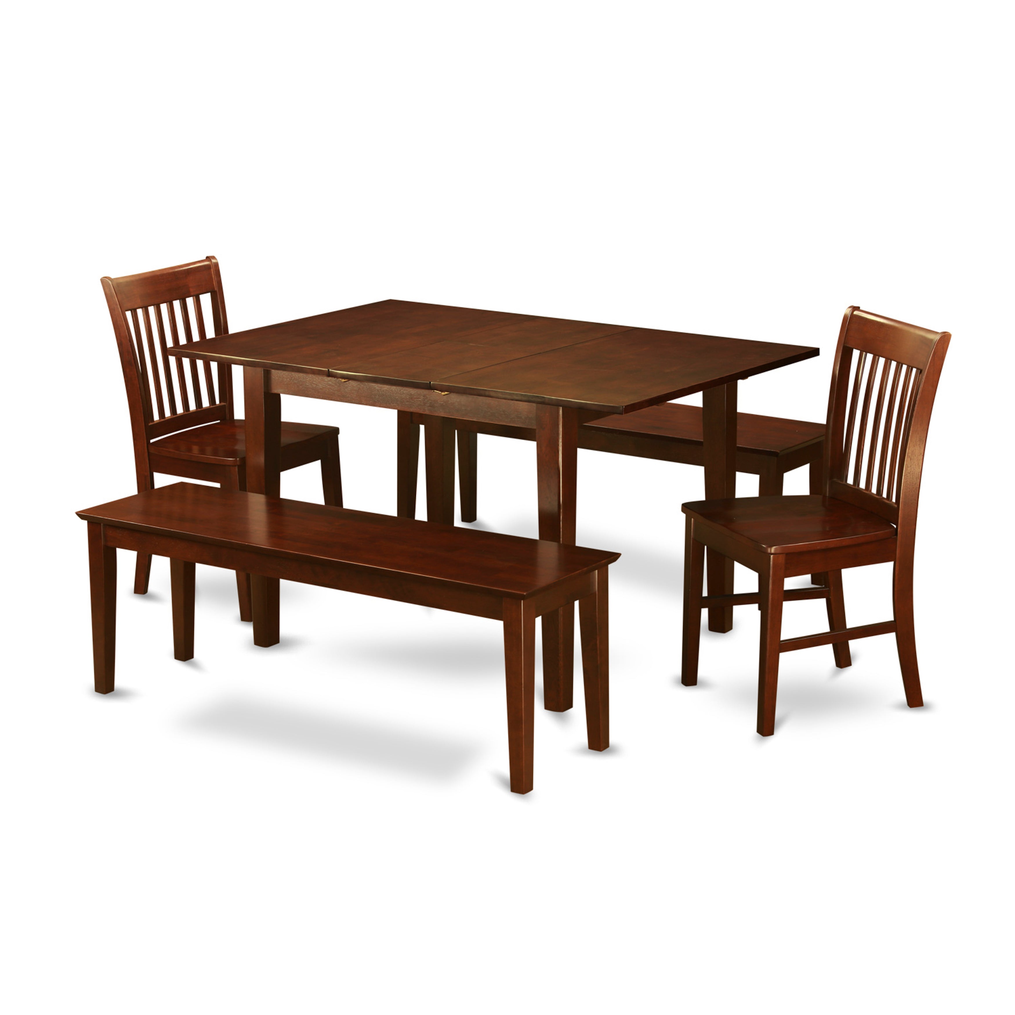 MLNO5C-MAH-W 5 Pc Kitchen nook Dining set-breakfast nook and 2 Dining Chairs 2 Benches