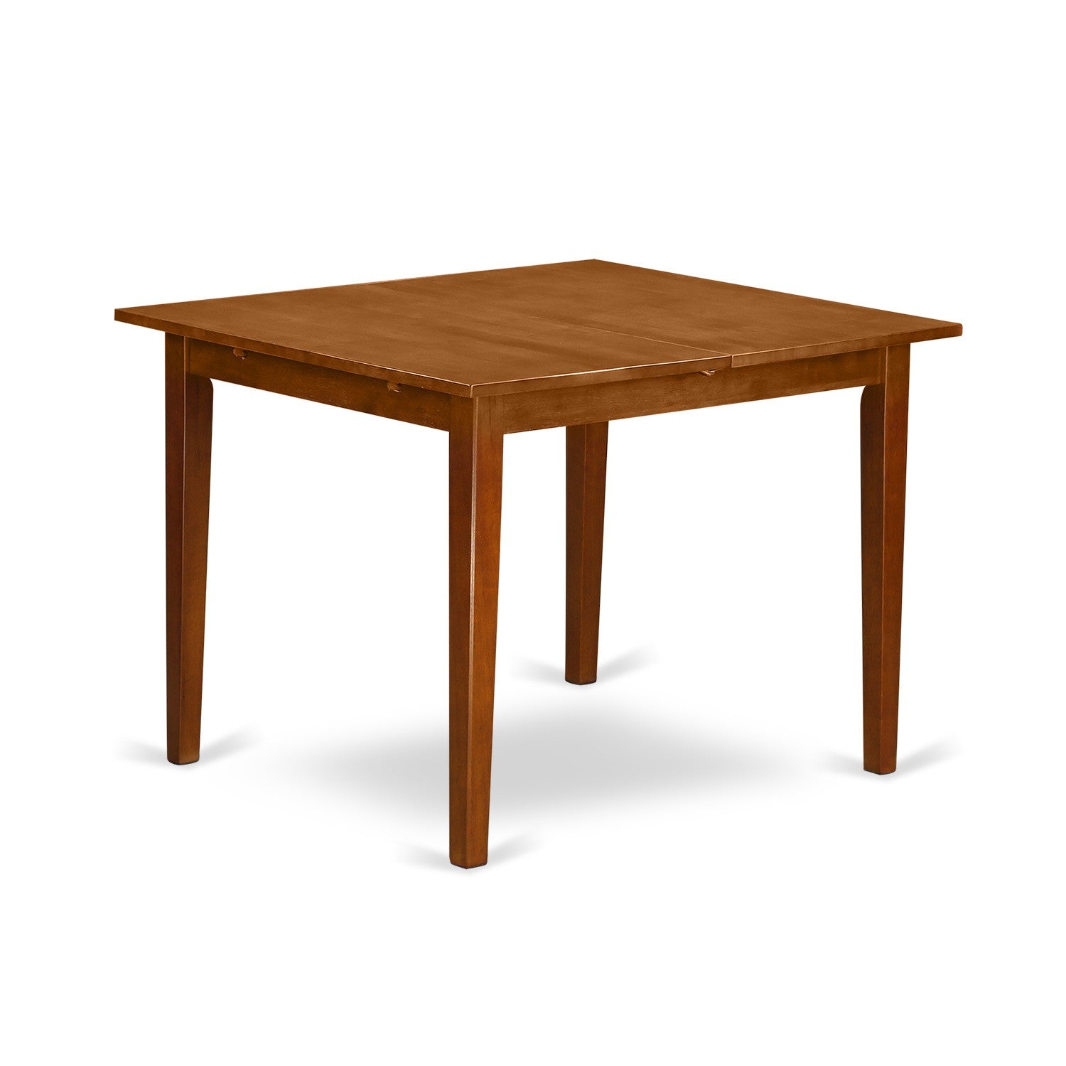 Juego de mesa de comedor de 3 piezas East West Furniture MILA3-SBR-C. Incluye una mesa de cocina rectangular con diseño de hojas de mariposa y 2 sillas tapizadas en tela de lino.