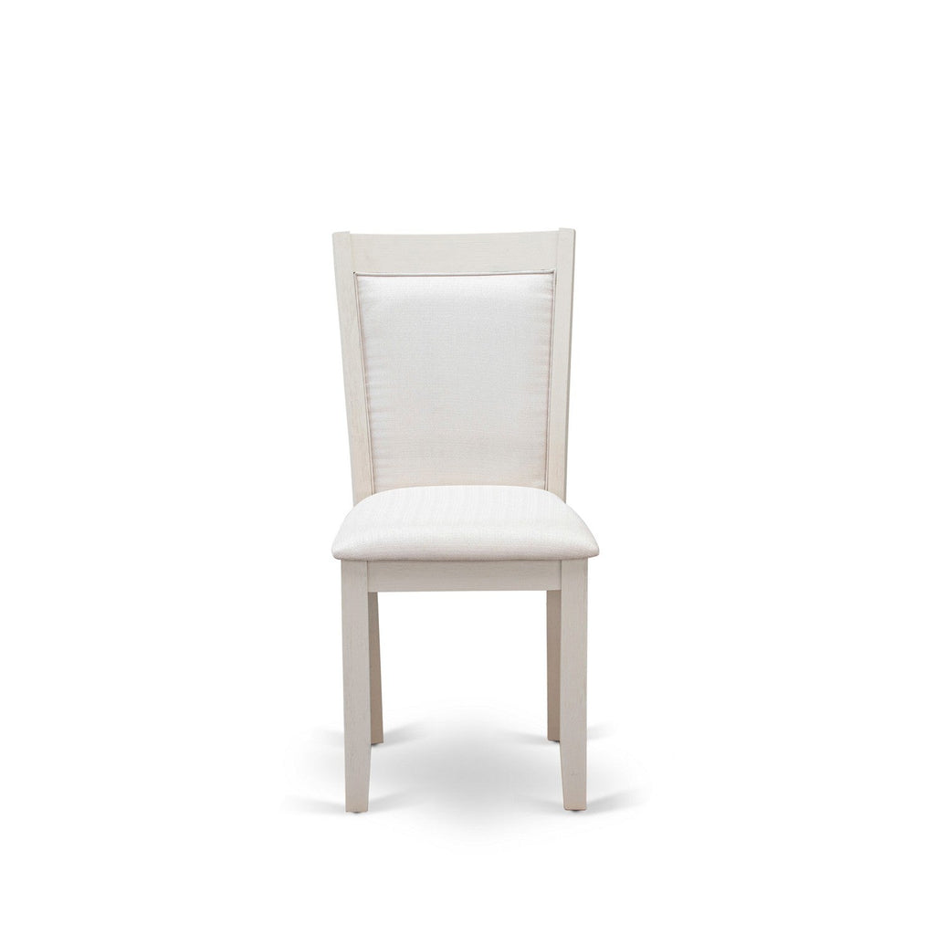 East West Furniture X096MZ001-6 6 Piece Kitchen Table Set Contains a Rectangle Dining Table with X-Legs and 4 Cream Linen Fabric Parson Chairs with a Bench