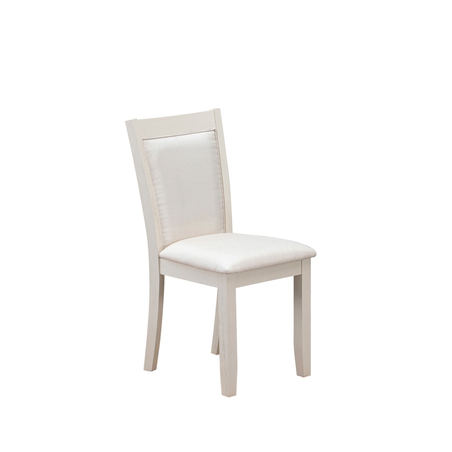 East West Furniture X076MZ001-7 7-Piece Modern Dining Table Set Consists of a Wooden Table and 6 Cream Linen Fabric Dining Chairs with Stylish Back - Wire Brushed linen white Finish