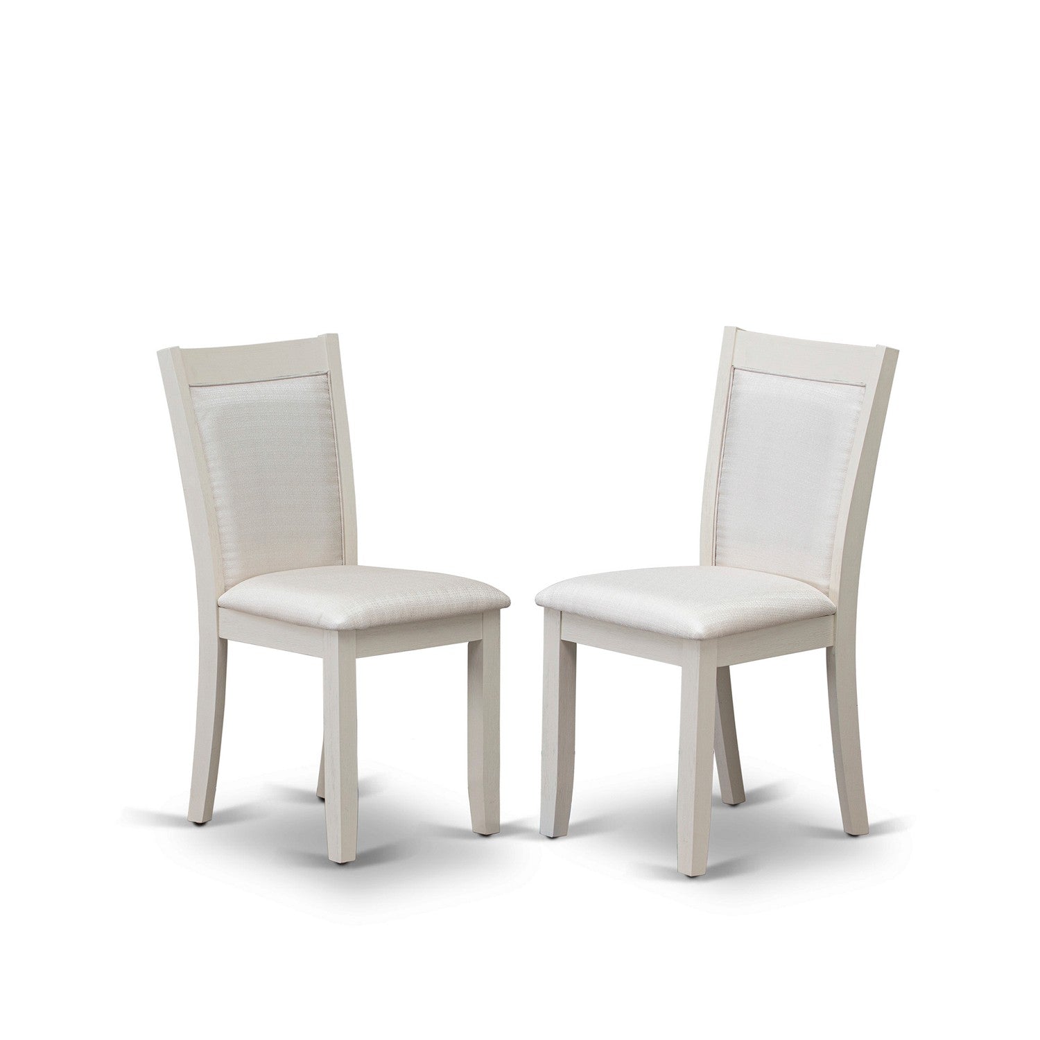 East West Furniture V096MZ001-5 5-Piece Dining Room Table Set Includes a Wood Dining Table and 4 Cream Linen Fabric Upholstered Chairs with Stylish Back - Wire Brushed linen white Finish