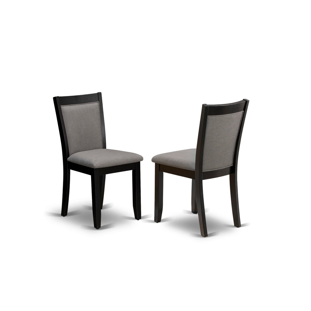 V626MZ150-7 Juego de comedor de 7 piezas: mesa rectangular de 36 x 60 y 6 sillas Parson, acabado en negro cepillado y blanco lino.