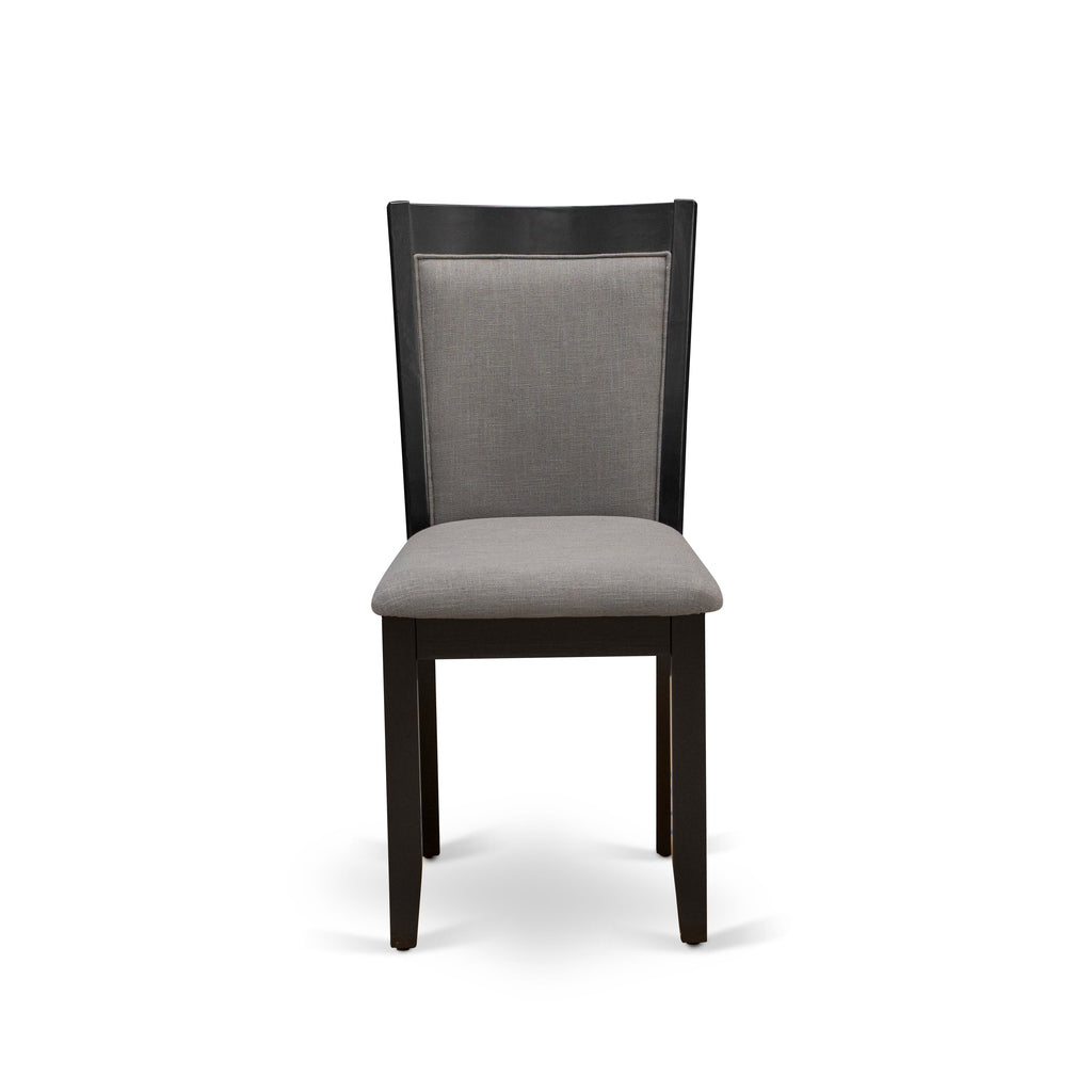 V626MZ150-7 Juego de comedor de 7 piezas: mesa rectangular de 36 x 60 y 6 sillas Parson, acabado en negro cepillado y blanco lino.