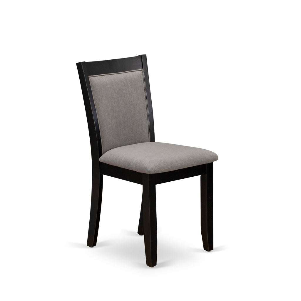 V626MZ150-7 Juego de comedor de 7 piezas: mesa rectangular de 36 x 60 y 6 sillas Parson, acabado en negro cepillado y blanco lino.