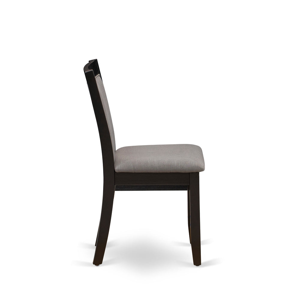 V626MZ150-7 Juego de comedor de 7 piezas: mesa rectangular de 36 x 60 y 6 sillas Parson, acabado en negro cepillado y blanco lino.