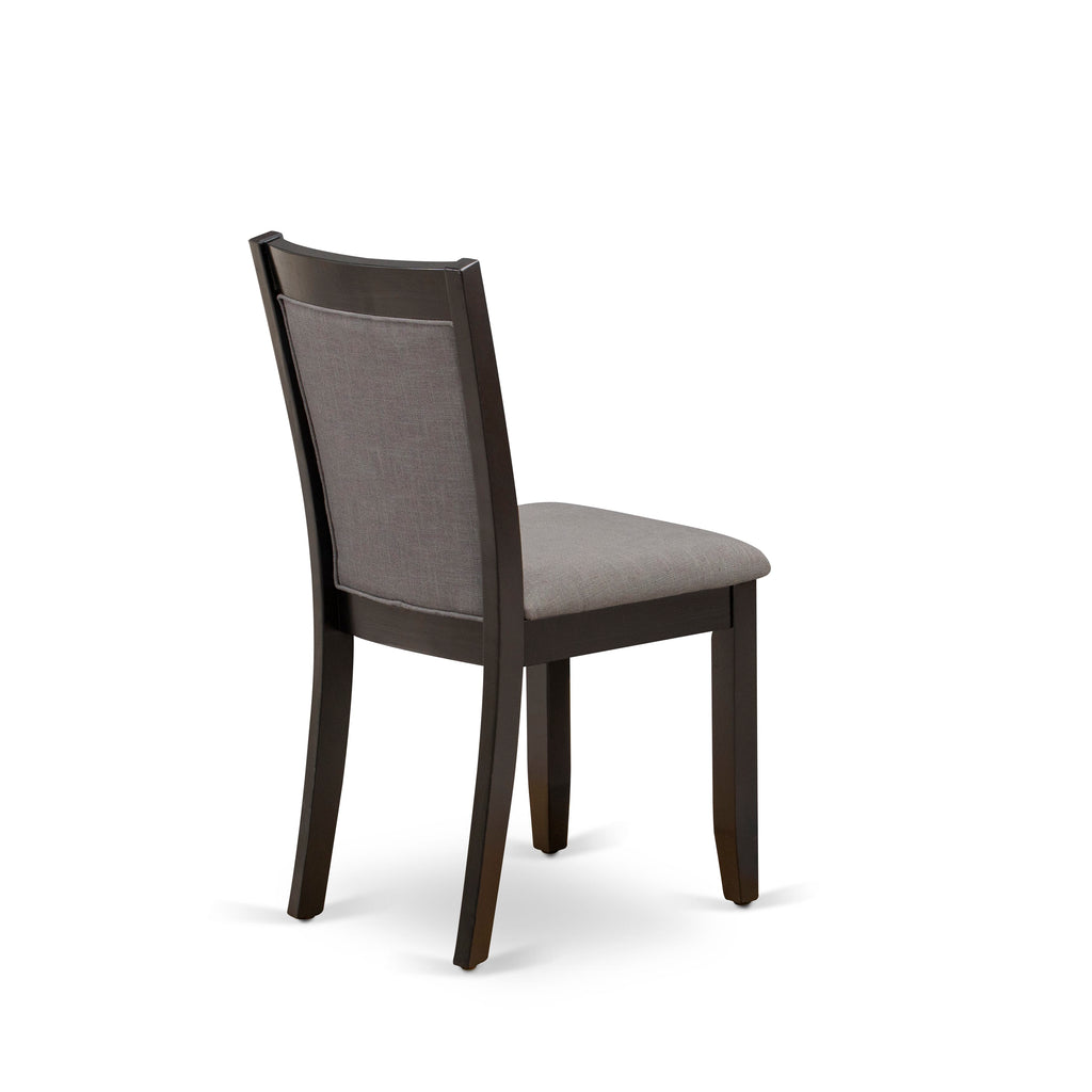 V626MZ150-7 Juego de comedor de 7 piezas: mesa rectangular de 36 x 60 y 6 sillas Parson, acabado en negro cepillado y blanco lino.