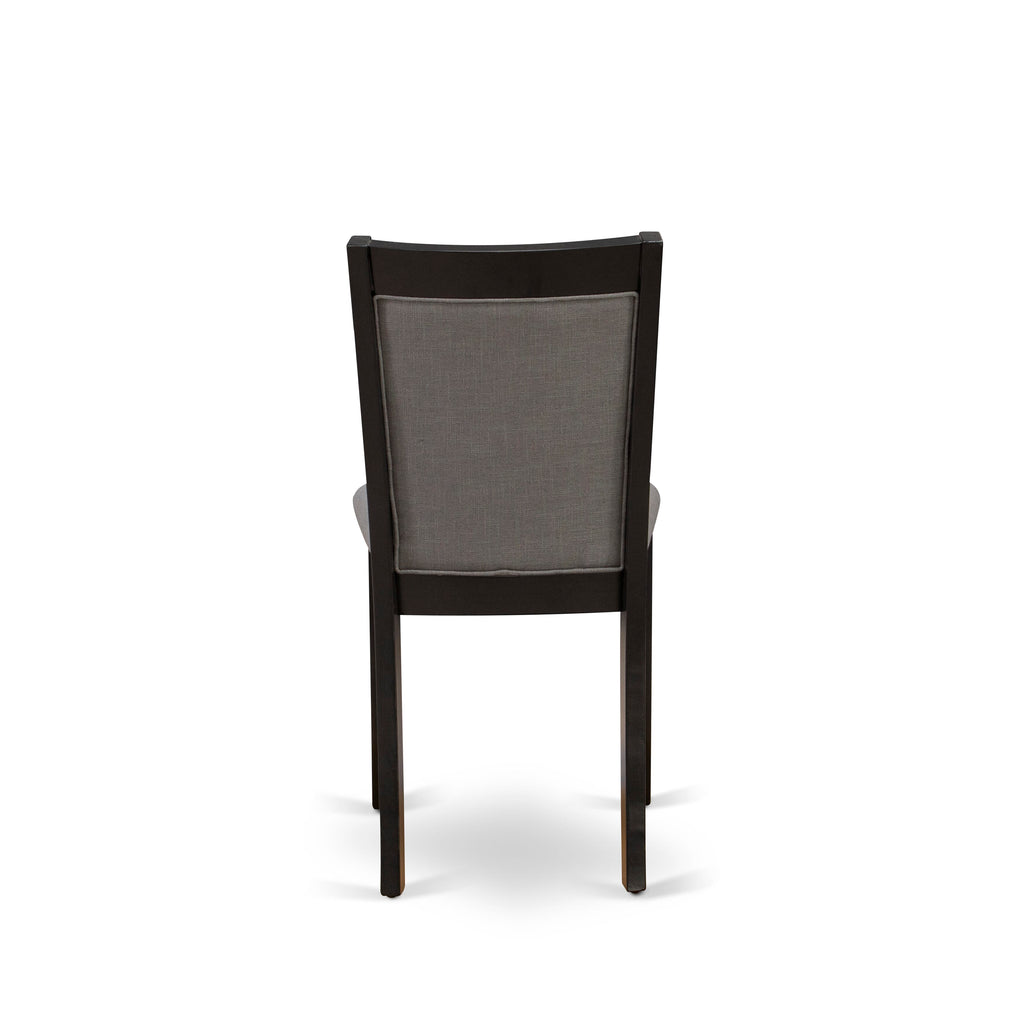 V626MZ150-7 Juego de comedor de 7 piezas: mesa rectangular de 36 x 60 y 6 sillas Parson, acabado en negro cepillado y blanco lino.
