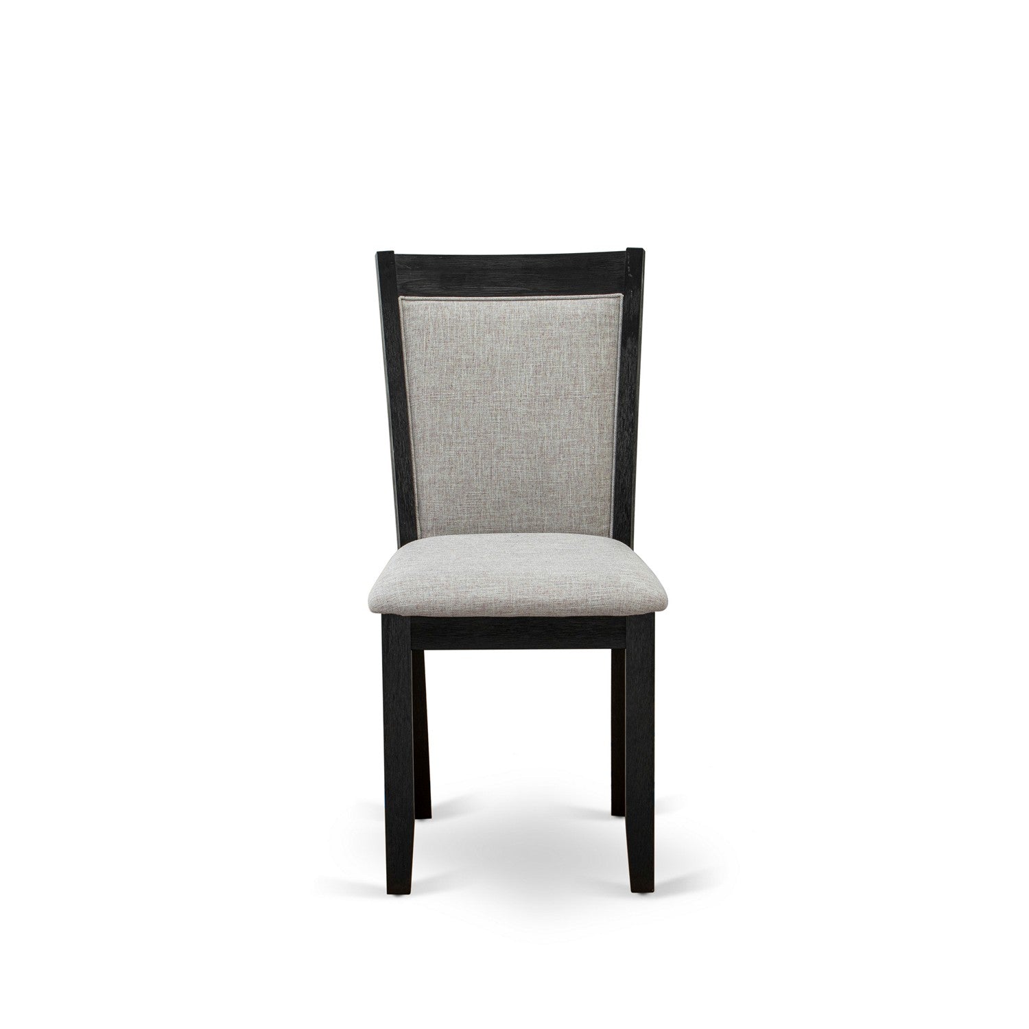 East West Furniture X697MZ606-6 6 Pc Dining Room Set - Cement Top Dining Table with a Wood Bench and 4 Shitake Linen Fabric Upholstered Kitchen Chairs - Wire Brushed Black Finish