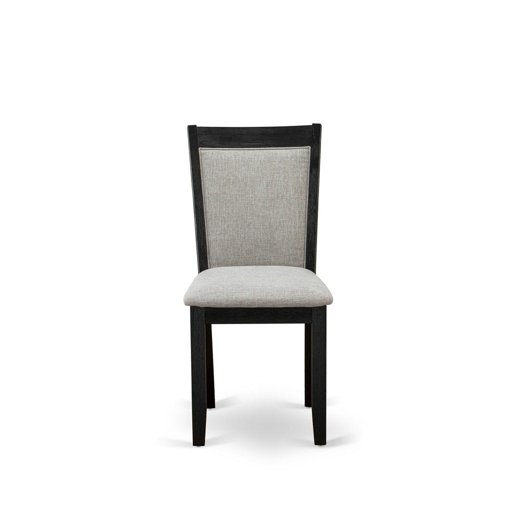 East West Furniture DMMZ5-AB6-06 5 Piece Dining Table Set for 4 Includes a Round Kitchen Table with Dropleaf and 4 Shitake Linen Fabric Parson Dining Chairs