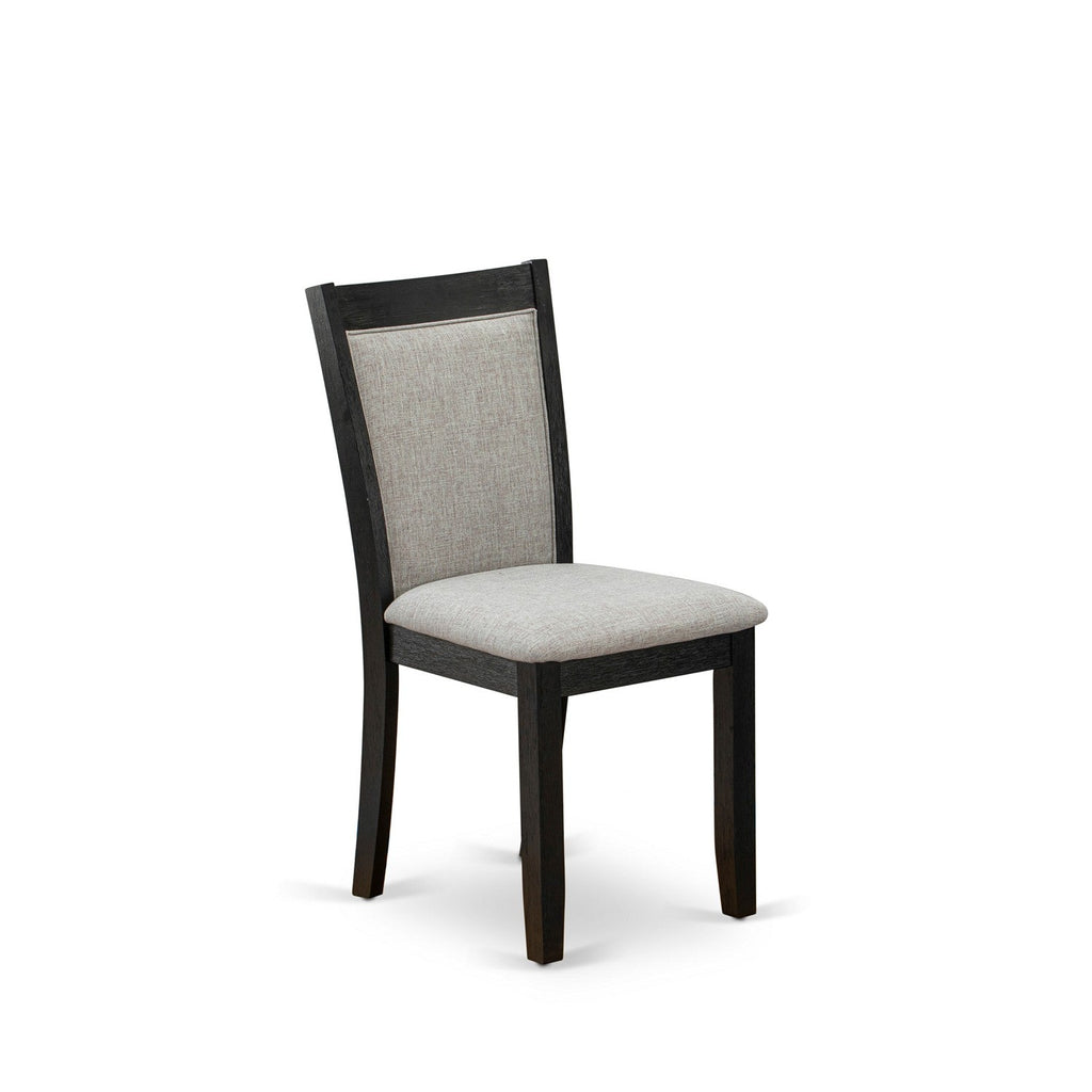 East West Furniture DMMZ5-AB6-06 5 Piece Dining Table Set for 4 Includes a Round Kitchen Table with Dropleaf and 4 Shitake Linen Fabric Parson Dining Chairs
