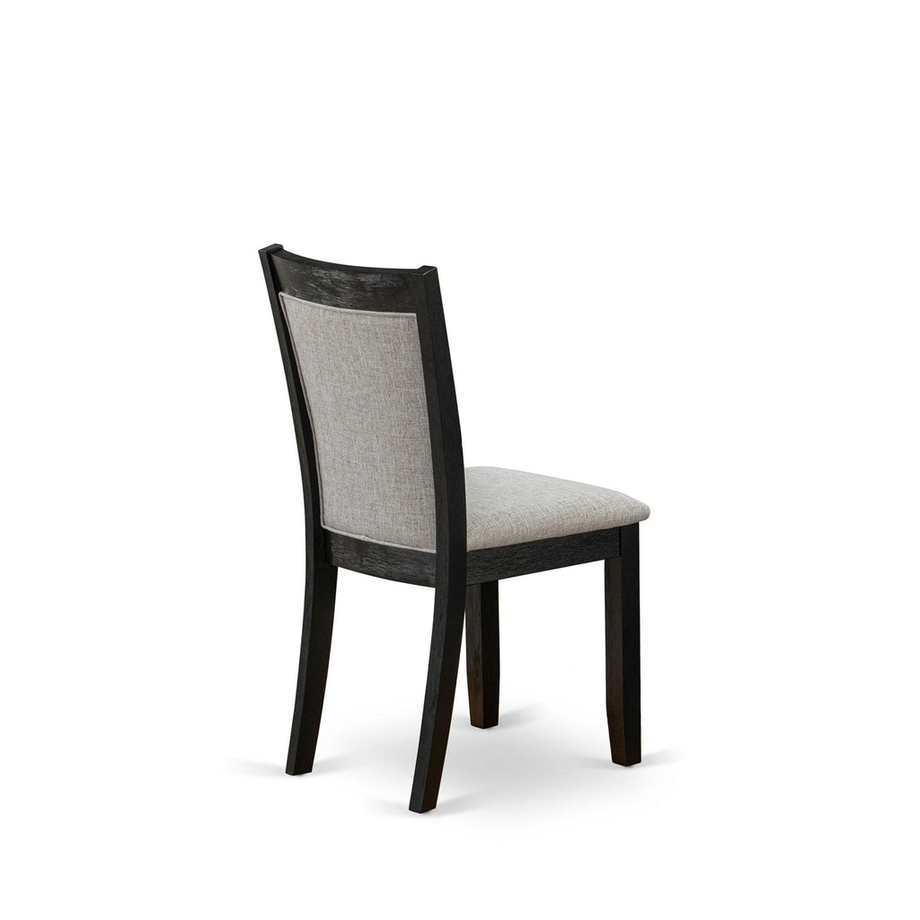 East West Furniture DLMZ5-AB6-06 5 Piece Dinette Set for 4 Includes a Round Dining Room Table with Dropleaf and 4 Shitake Linen Fabric Parsons Dining Chairs, 42x42 Inch, Wirebrushed Black