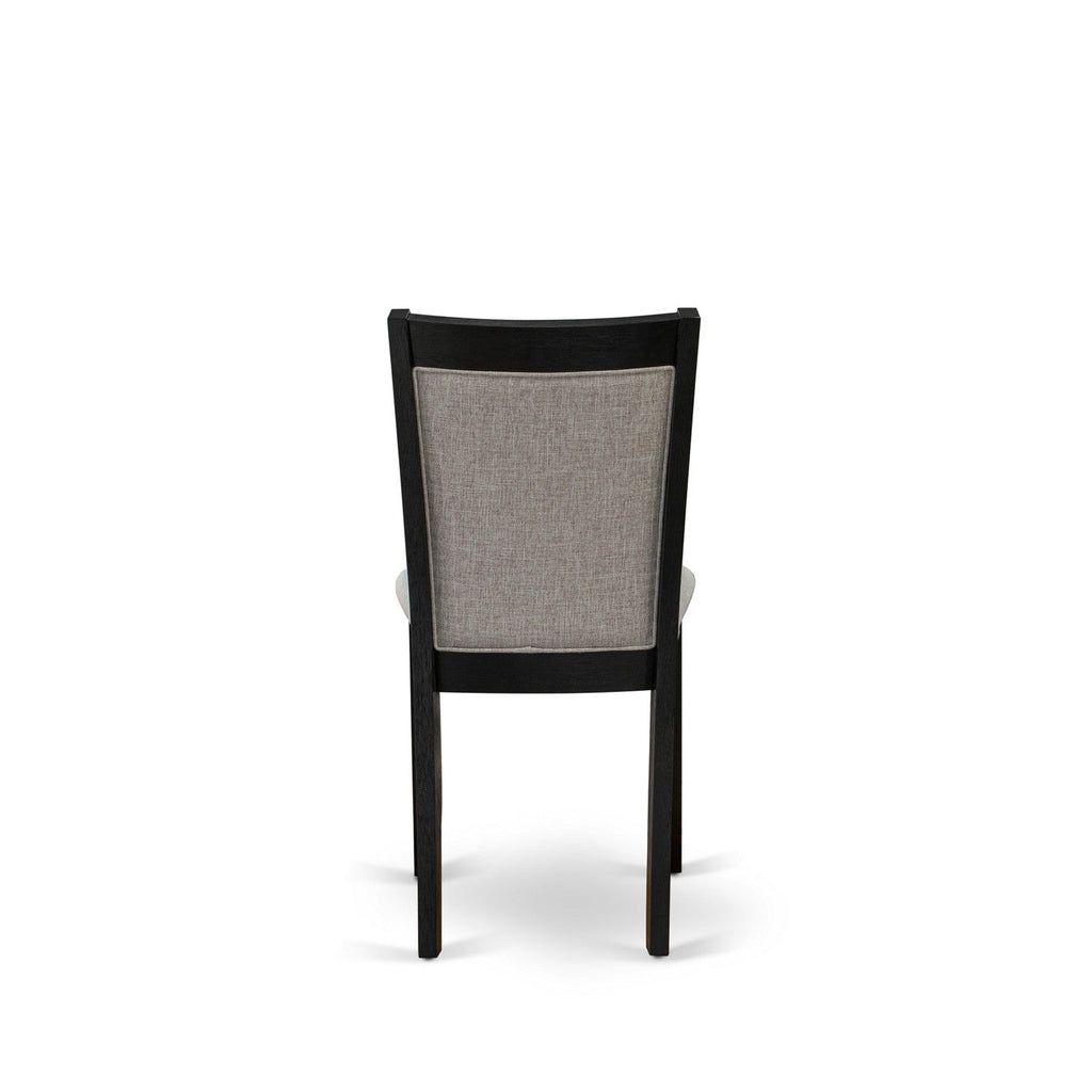 East West Furniture DLMZ5-AB6-06 5 Piece Dinette Set for 4 Includes a Round Dining Room Table with Dropleaf and 4 Shitake Linen Fabric Parsons Dining Chairs, 42x42 Inch, Wirebrushed Black