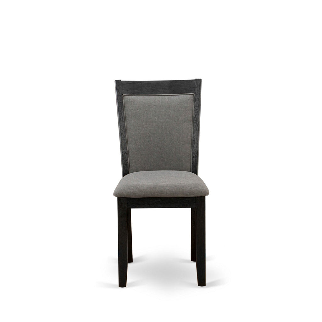 East West Furniture X697MZ650-6 6 Piece Dinette Set Contains a Rectangle Dining Table with X-Legs and 4 Dark Gotham Grey Linen Fabric Parson Chairs with a Bench