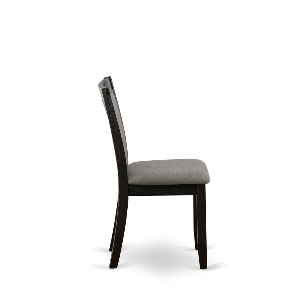 East West Furniture X697MZ650-9 9 Piece Dining Room Set Includes a Rectangle Dining Table with X-Legs and 8 Dark Gotham Grey Linen Fabric Upholstered Chairs