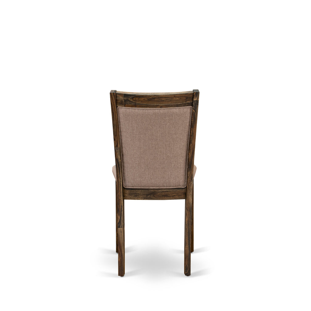 East West Furniture MZC7T16 Monza Parson Dining Chairs - Dark Khaki Linen Fabric Padded Chairs, Set of 2, Distressed Jacobean