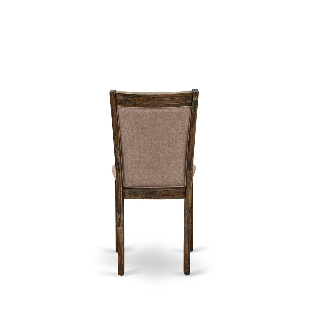 East West Furniture F3MZ5-748 5 Piece Dining Room Table Set Includes a Round Kitchen Table with Pedestal and 4 Coffee Linen Fabric Parson Dining Chairs