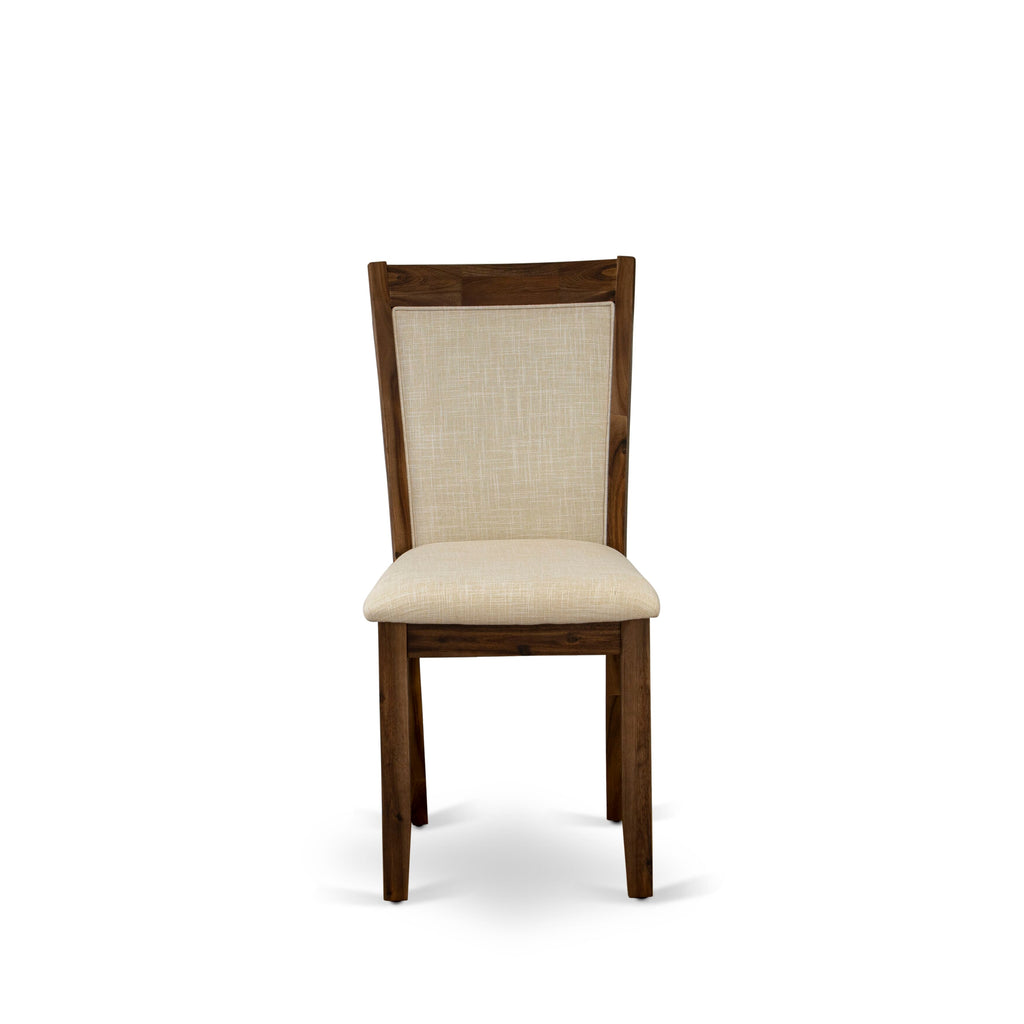 East West Furniture F2MZ5-N02 5 Piece Dining Room Furniture Set Includes a Round Dining Table with Pedestal and 4 Linen Fabric Upholstered Chairs, 48x48 Inch, Antique Walnut