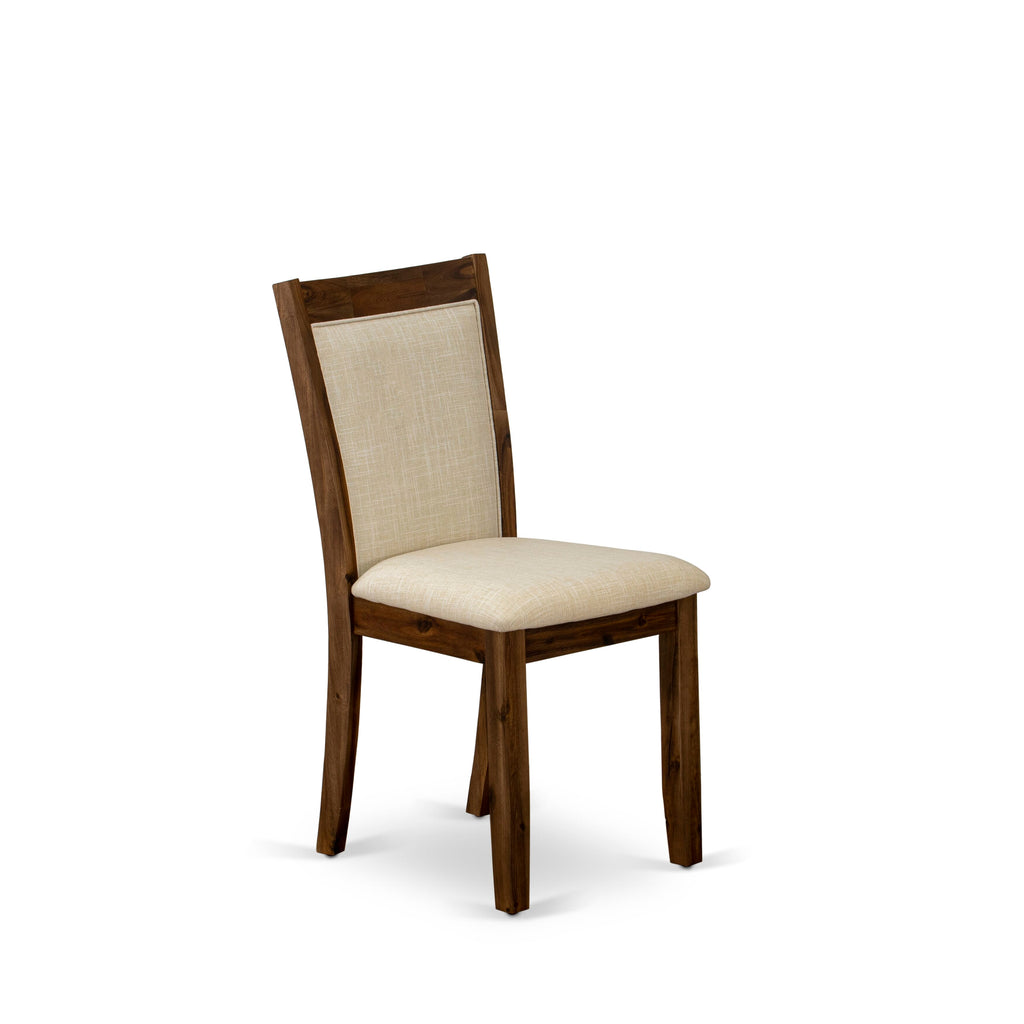 East West Furniture F2MZ5-N02 5 Piece Dining Room Furniture Set Includes a Round Dining Table with Pedestal and 4 Linen Fabric Upholstered Chairs, 48x48 Inch, Antique Walnut