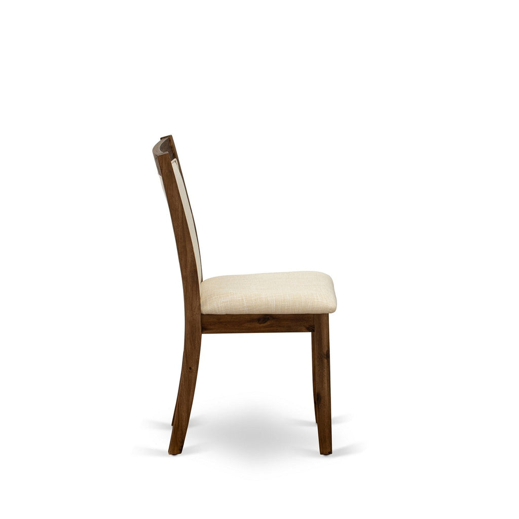 East West Furniture HBMZ5-AWN-02 5 Piece Dining Set Includes a Round Dining Room Table with Pedestal and 4 Linen Fabric Parsons Kitchen Chairs