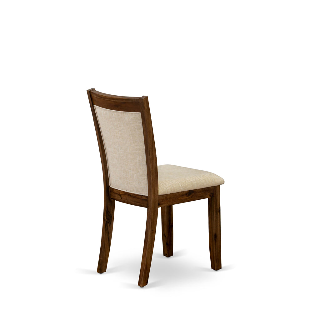 East West Furniture F2MZ5-N02 5 Piece Dining Room Furniture Set Includes a Round Dining Table with Pedestal and 4 Linen Fabric Upholstered Chairs, 48x48 Inch, Antique Walnut