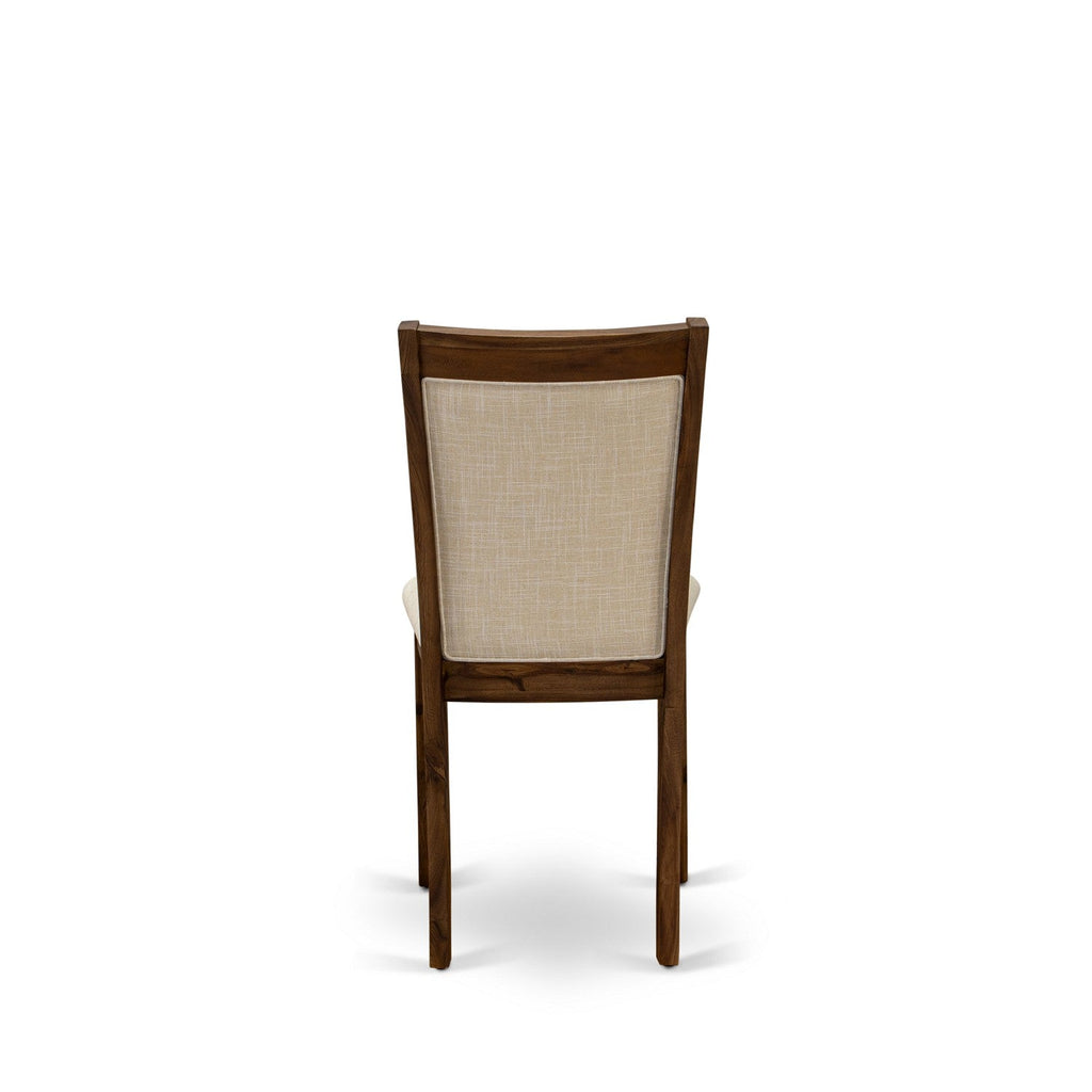 East West Furniture HBMZ5-AWN-02 5 Piece Dining Set Includes a Round Dining Room Table with Pedestal and 4 Linen Fabric Parsons Kitchen Chairs