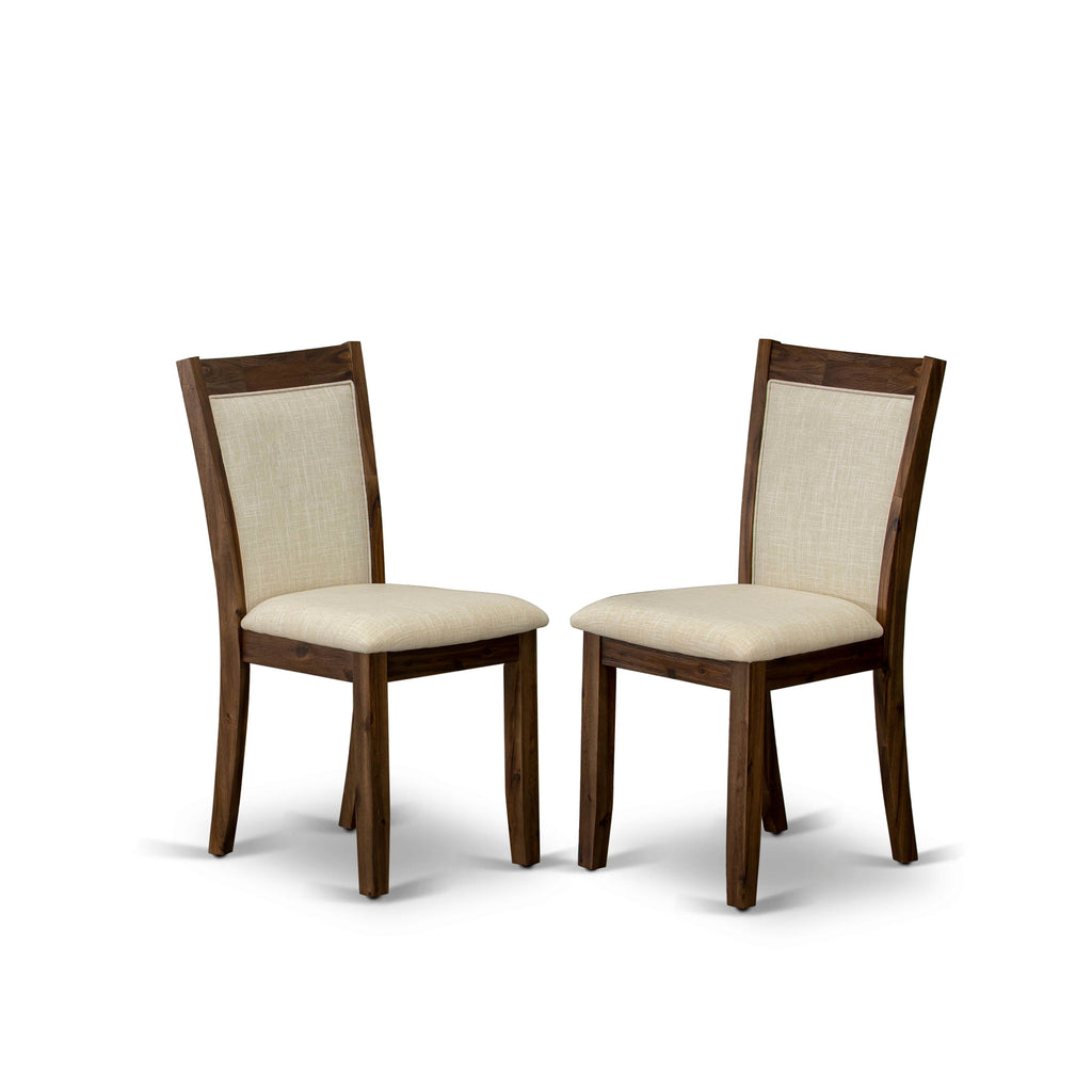 East West Furniture F2MZ5-N02 5 Piece Dining Room Furniture Set Includes a Round Dining Table with Pedestal and 4 Linen Fabric Upholstered Chairs, 48x48 Inch, Antique Walnut